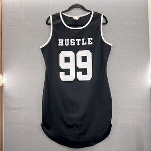 January 7‎ Made In USA Black White Hustle 99 Women Lightweight Jersey Dress 3XL